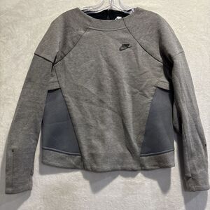 Nike Sportswear Tech Fleece Mesh Crew Zipper Thumbholes Gray Women's Size Small